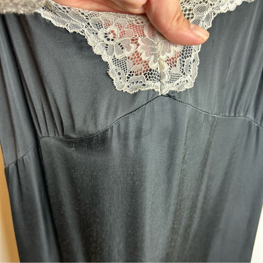 Aerie Off-Duty Satin Nightie slip dress lace size: M - Picture 11 of 13